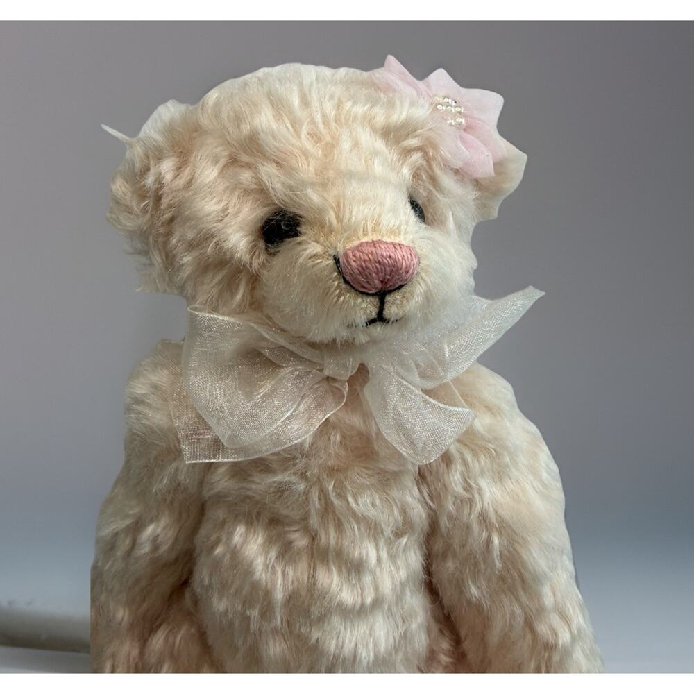 Princess Diana Tribute Mohair Bear Pink Ribbon Crusade Ann Inman Looms Limited